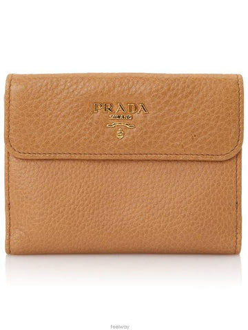 Vintage Cervo Half Wallet 1M0523 Gold - PRADA - BALAAN 1