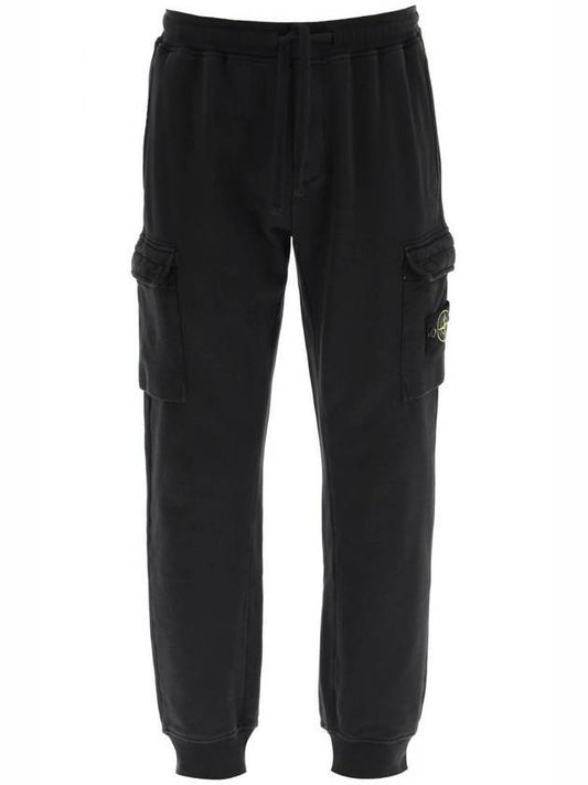 Garment Dyed Cotton Fleece Track Pants Black - STONE ISLAND - BALAAN 1