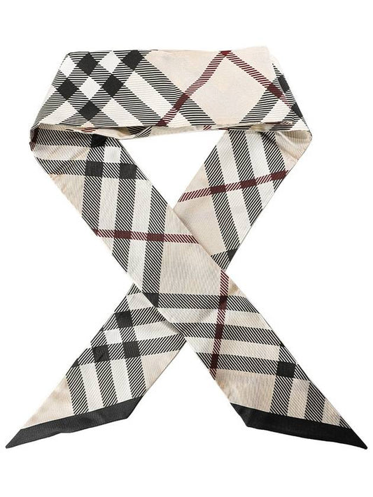 Skinny Check Silk Scarf Beige - BURBERRY - BALAAN 2