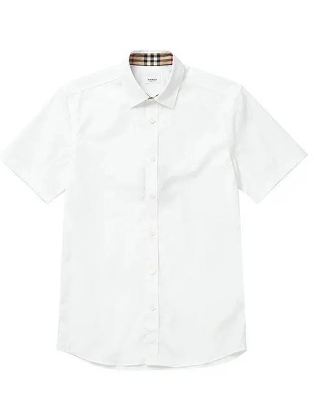 Chest Monogram Embroidered Cotton Short Sleeve Shirt White - BURBERRY - BALAAN 2