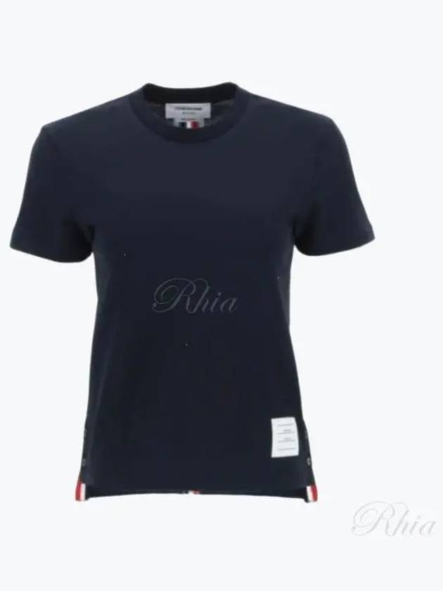 Center Back Stripe Classic Cotton Pique Relaxed Fit Short Sleeve T-Shirt Navy - THOM BROWNE - BALAAN 2