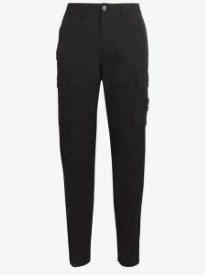 Stretch Cotton Wool Satin Straight Pants Black - STONE ISLAND - BALAAN 2