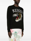 Tiger Varsity Slim Crew Neck Cotton Sweatshirt Black - KENZO - BALAAN 5