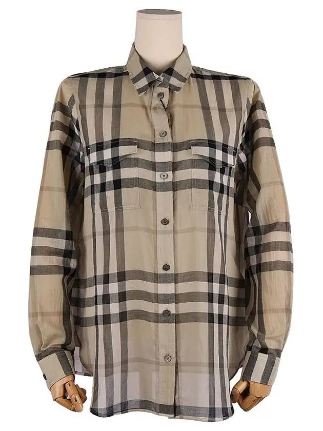 Two Pocket Checked Cotton Shirt Beige - BURBERRY - BALAAN 2