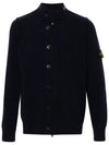 Wappen High Neck Button Up Wool Cardigan Navy - STONE ISLAND - BALAAN 2