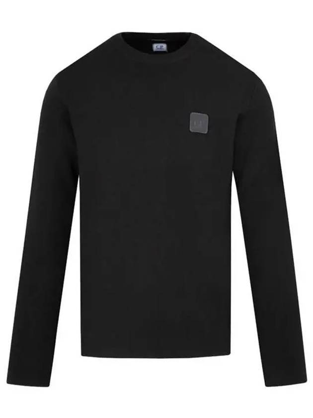 Logo Patch Wool Knit Top Black - CP COMPANY - BALAAN.