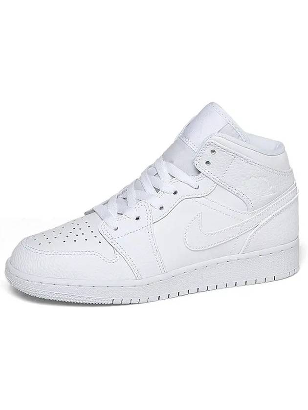 Kids Adult Sneakers Air Jordan 1 Mid Triple White 554725 130 - NIKE - BALAAN 5