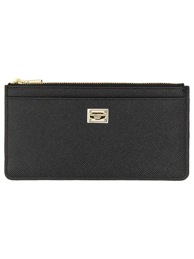 Logo Patch Zipper Long Wallet Black - DOLCE&GABBANA - BALAAN 3