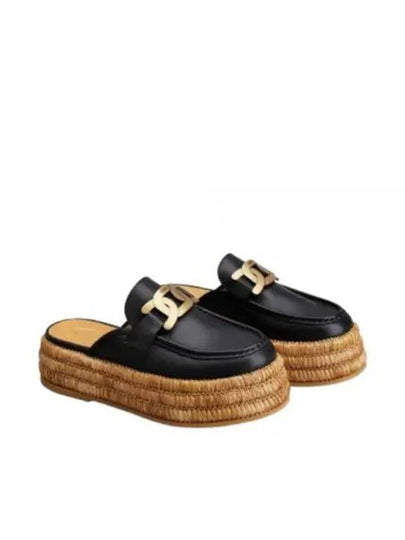 Kate Logo Leather Raffia Bloafer Black - TOD'S - BALAAN 2