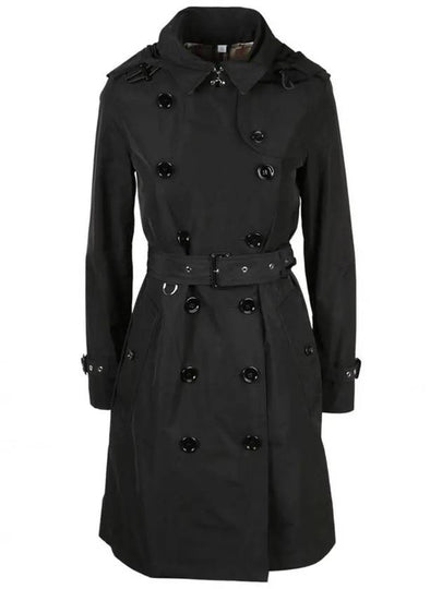 Detachable Hood Teffeta Kensington Trench Coat Black - BURBERRY - BALAAN 2