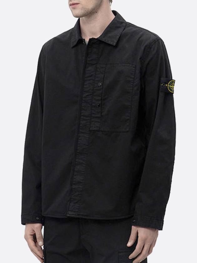 Supima Cotton Twill Over Long Sleeve Shirt Black - STONE ISLAND - BALAAN 3