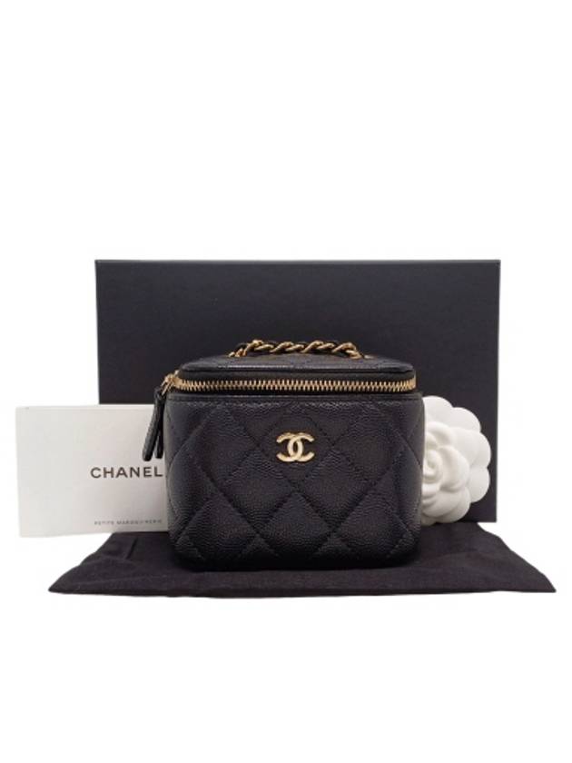 AP1340 Black Caviar Skin Vanity Gold Mini Chain Cross Bag - CHANEL - BALAAN 10