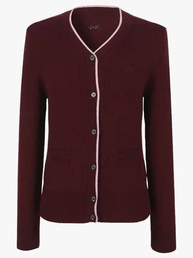 Drew Women s Jacquard Cardigan DF47KC05 BURGUNDY - DRUH GOLF - BALAAN 1