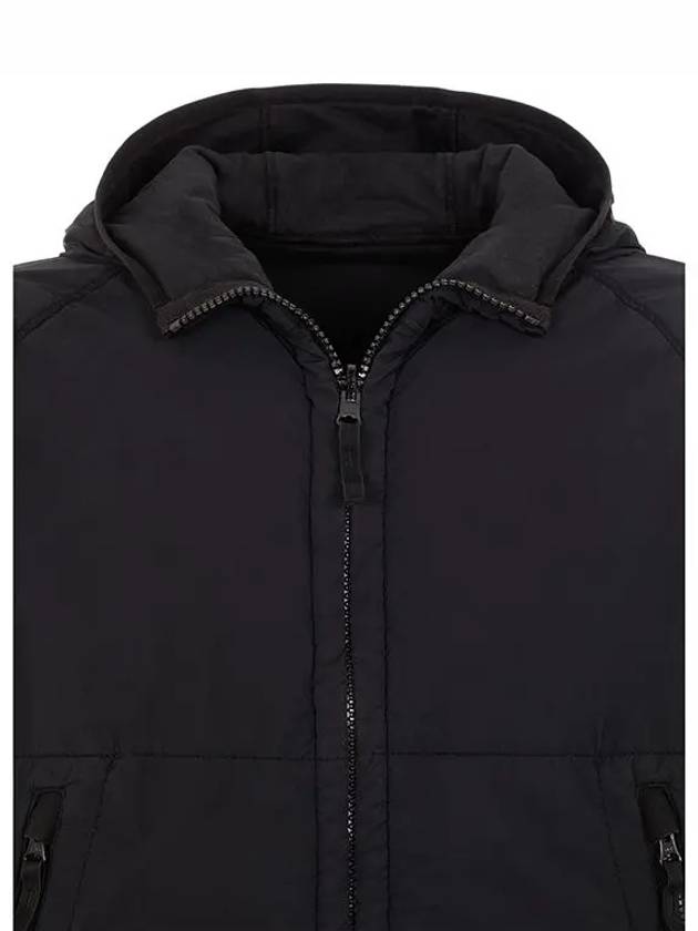 Men's Waffen Comfort Tech Reversible Padded Hooded Jacket Black - STONE ISLAND - BALAAN 7