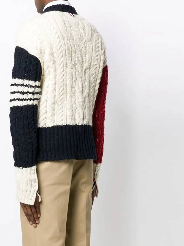 diagonal Aran cable pullover knit top ivory - THOM BROWNE - BALAAN.