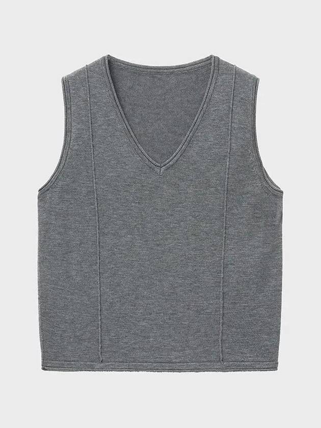 Pintuck Knit Vest Grey - NOIRER FOR WOMEN - BALAAN 3