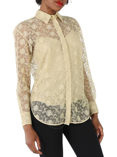 Burberry Pale Yellow Pattern Kestrel Lace Top, Brand Size 4 (US Size 2) - BURBERRY - BALAAN 2