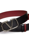 Garavani silver V logo length adjustable doublesided belt black burgundy 3cm - VALENTINO - BALAAN 6