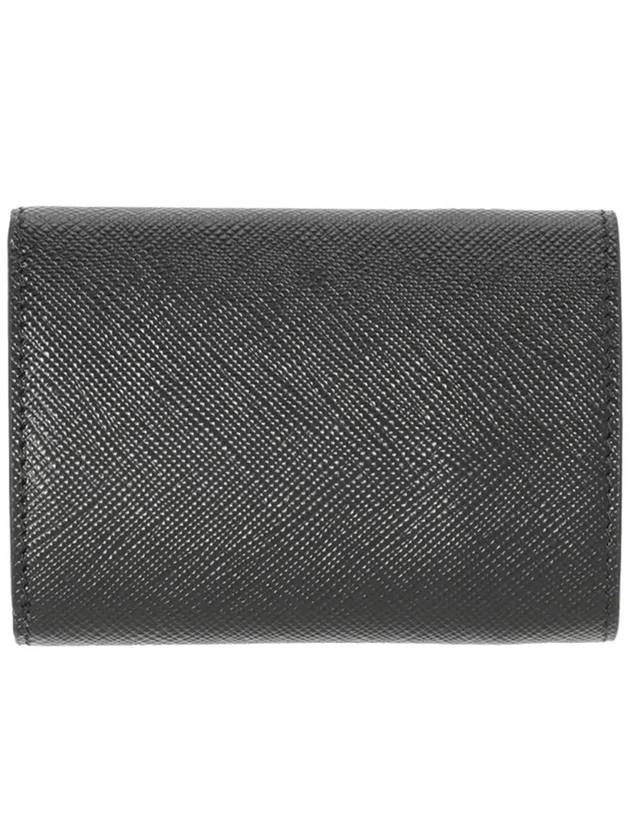 Triangle Logo Saffiano Leather Half Wallet Black - PRADA - BALAAN 4