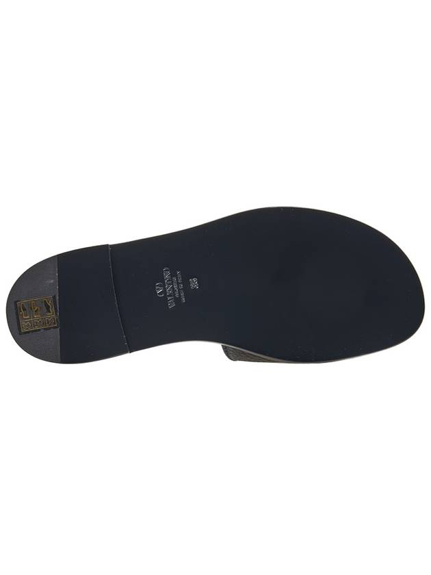 V Logo Signature Leather Slippers Black - VALENTINO - BALAAN 7