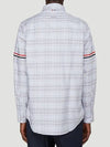 Men's Oxford Check Cotton Long Sleeve Shirt Medium Grey - THOM BROWNE - BALAAN 5