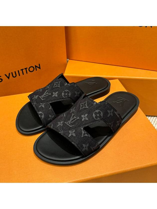 Men's Sandals Monogram Denim Black Mules - LOUIS VUITTON - BALAAN 1