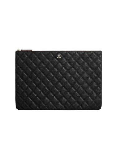 Classic Gold Hardware Caviar Large Calfskin Clutch Bag Black - CHANEL - BALAAN 1