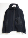 Garment Dyed One-Pocket Cotton Zip Up Hoodie Black - TEN C - BALAAN 3