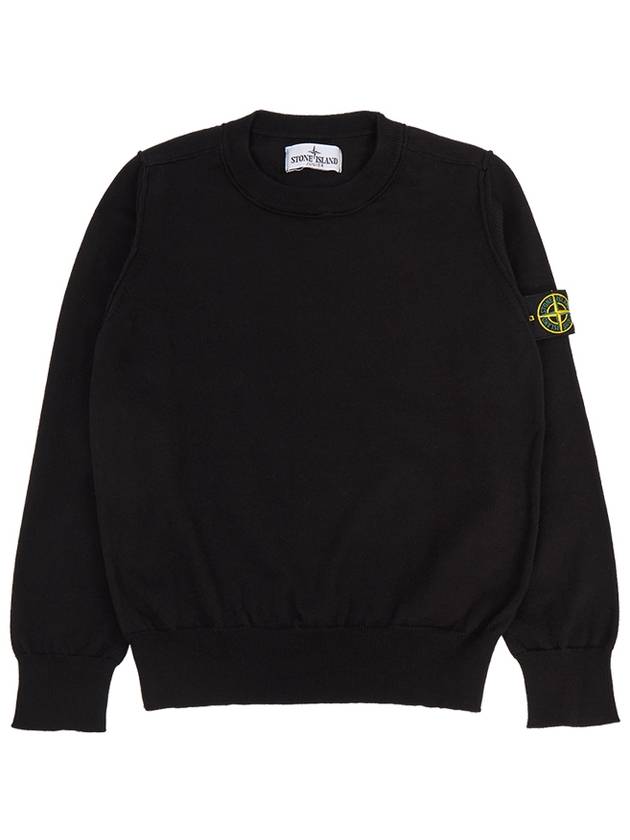 Kids Crew Neck Organic Soft Cotton Knit Top Black - STONE ISLAND - BALAAN 2