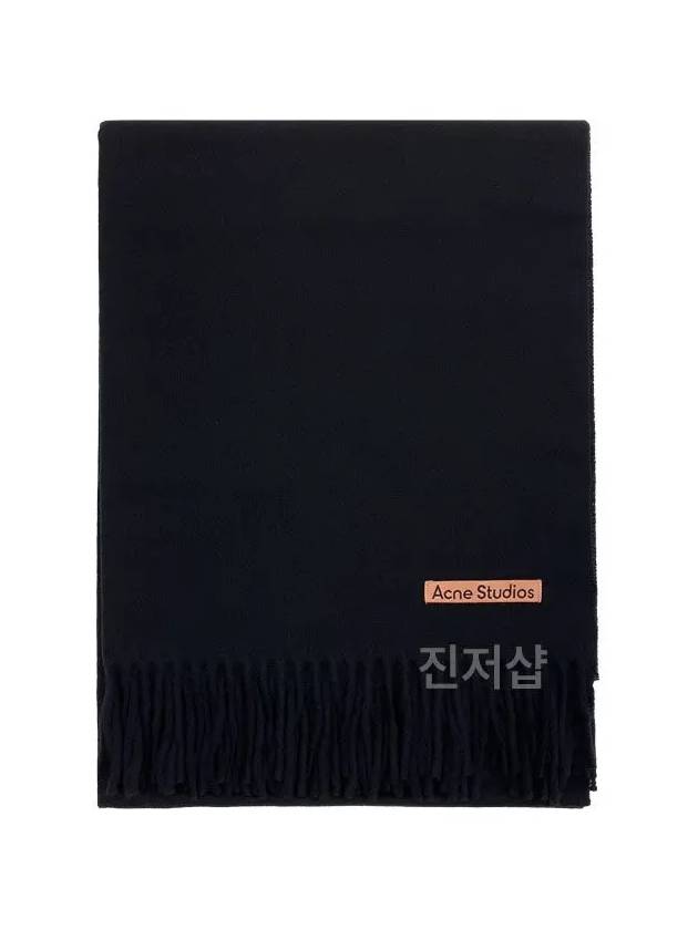 Logo Wool Fringe Scarf Black - ACNE STUDIOS - BALAAN 4