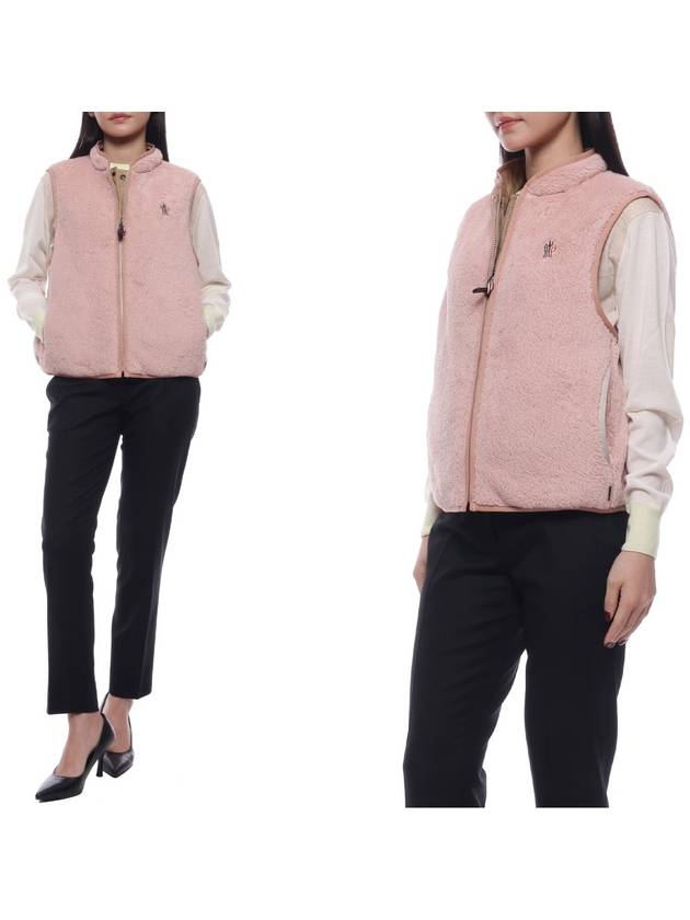 Woman's Grenoble Teddy Nylon Reversible Vest Light Pink - MONCLER - BALAAN 3