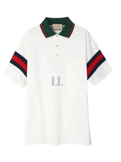 Web Cotton Jersey Short Sleeve Polo Shirt White - GUCCI - BALAAN 2