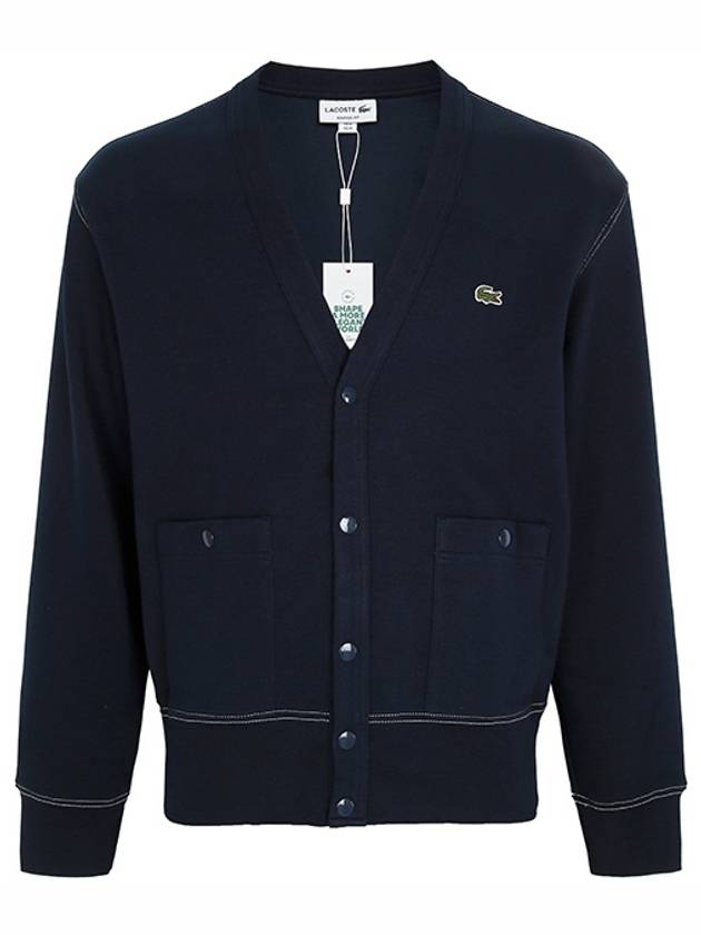 Embroidered Logo Pique Cardigan Navy - LACOSTE - BALAAN 2