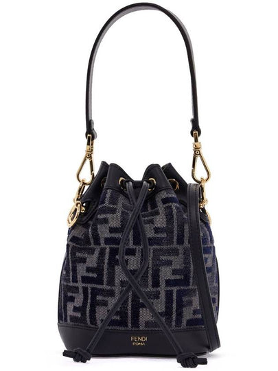 Mon Tresor FF Chenille Mini Bucket Bag Dark Blue - FENDI - BALAAN 2