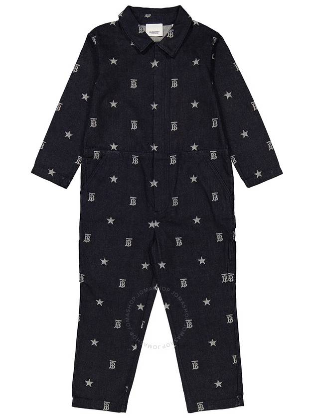 Burberry Girls Indigo Denim Monogram And Star Print Jumpsuit, Size 6Y - BURBERRY - BALAAN 1