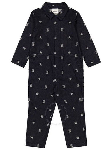 Burberry Girls Indigo Denim Monogram And Star Print Jumpsuit, Size 6Y - BURBERRY - BALAAN 1