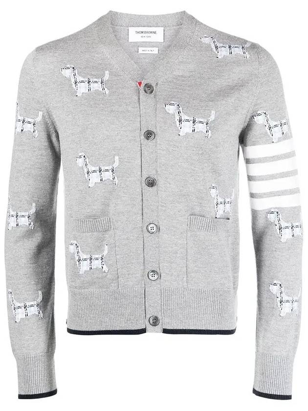 Hector Motif 4 Bar Cardigan Grey - THOM BROWNE - BALAAN 3