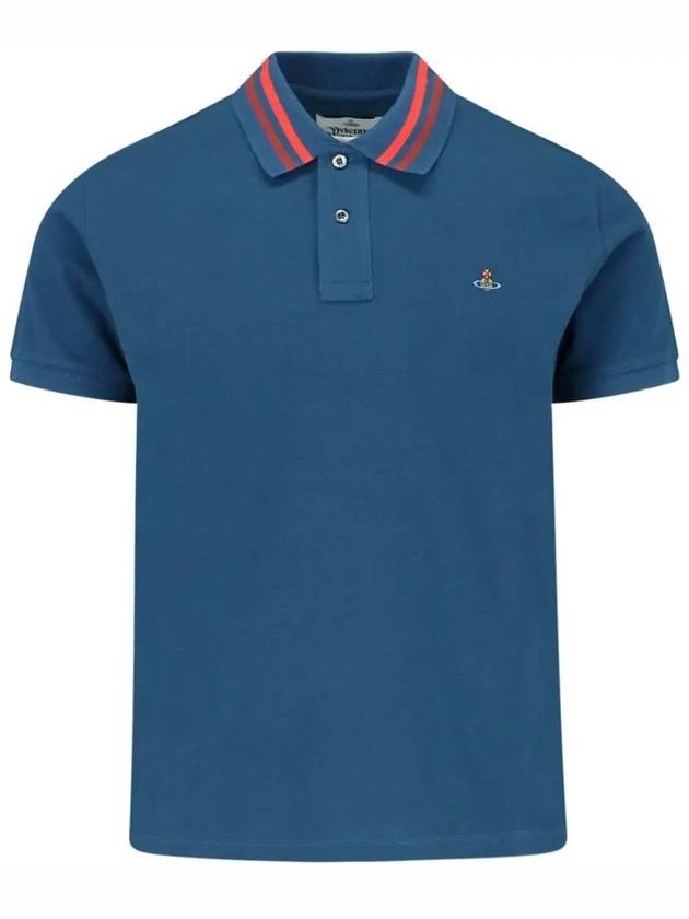 Classic ORB Logo Polo Shirt Dark Blue - VIVIENNE WESTWOOD - BALAAN 3