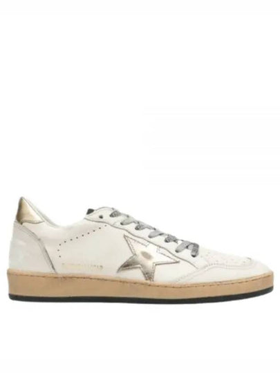 Women's Ballstar Leather Upper Laminate Star Heel Tab Low Top Sneakers Milk Gold - GOLDEN GOOSE - BALAAN 2