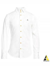 Embroidered Logo Big Collar Cotton Long Sleeve Shirt White - VIVIENNE WESTWOOD - BALAAN 2