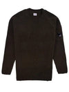 Chenille Cotton Crew Neck Knit Top Black - CP COMPANY - BALAAN 2