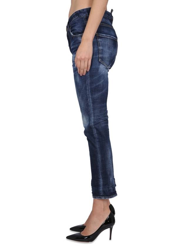 Women's Washed Back Patch Cool Girl Jeans Blue - DSQUARED2 - BALAAN 4