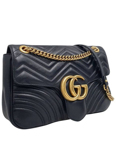 443496 Black Matelasse Medium Chevron Marmont Chain Flap Shoulder Bag - GUCCI - BALAAN 2