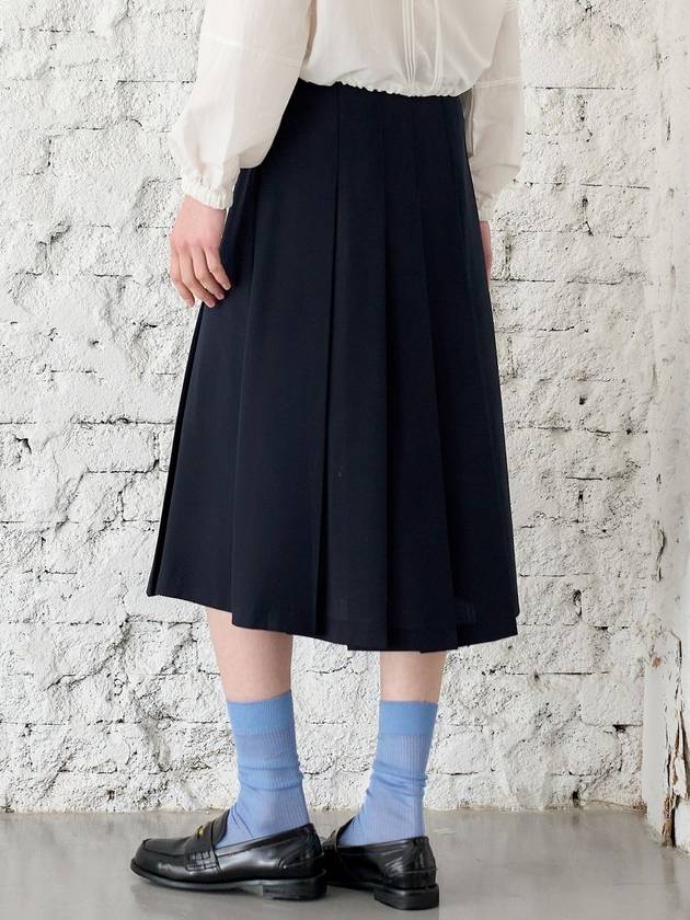 Belt Pleated Skirt Navy - MITTE - BALAAN 5