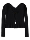 La Maille Pralu Longue Micro Charm Logo Cardigan Black - JACQUEMUS - BALAAN 3