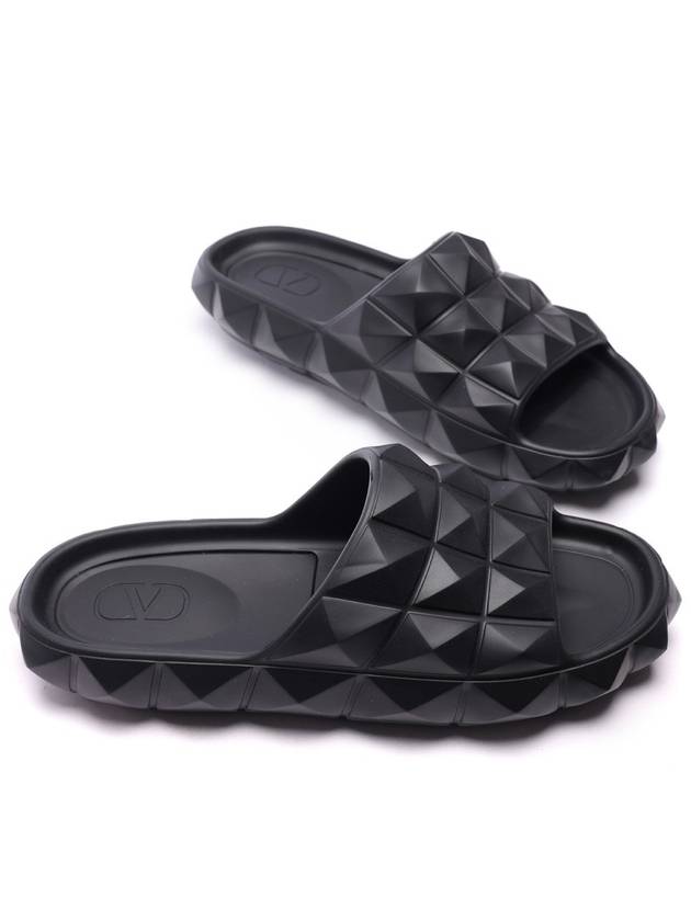 Roman Studded Turtle Slippers Black - VALENTINO - BALAAN 6