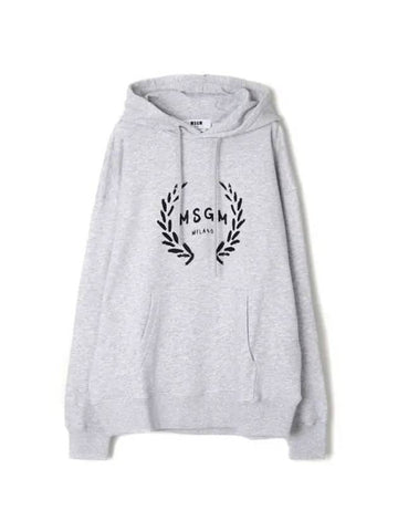 Logo Print Cotton Hoodie Light Grey - MSGM - BALAAN 1