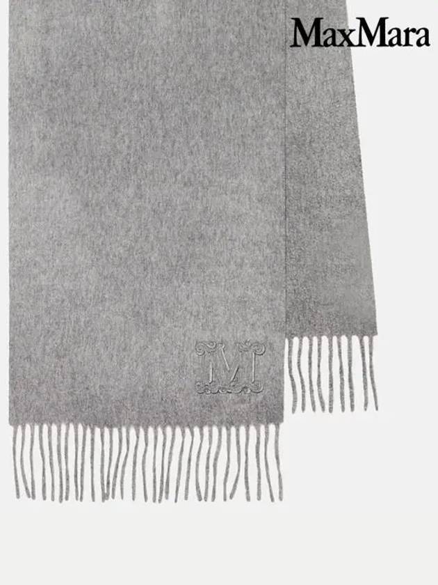 Wsdahlia Embroid M Logo Fringe Cashmere Muffler Light Grey - MAX MARA - BALAAN 3