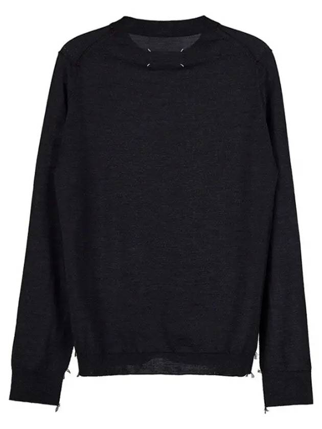 Back Stitch Crew Neck Wool Knit Top Charcoal - MAISON MARGIELA - BALAAN 3