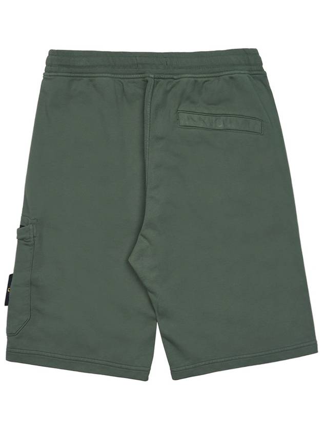 Cotton Fleece Cargo Bermuda Shorts Musk Green - STONE ISLAND - BALAAN 3